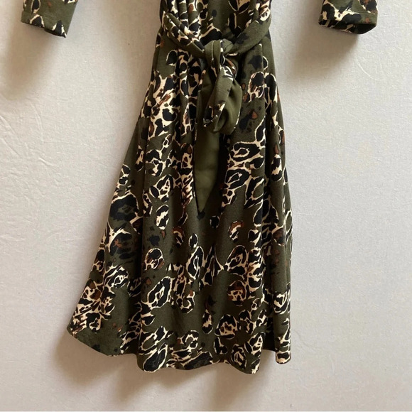 K design belted abstract printed long sleeve midi shift dress Sz XL - Picture 7 of 14